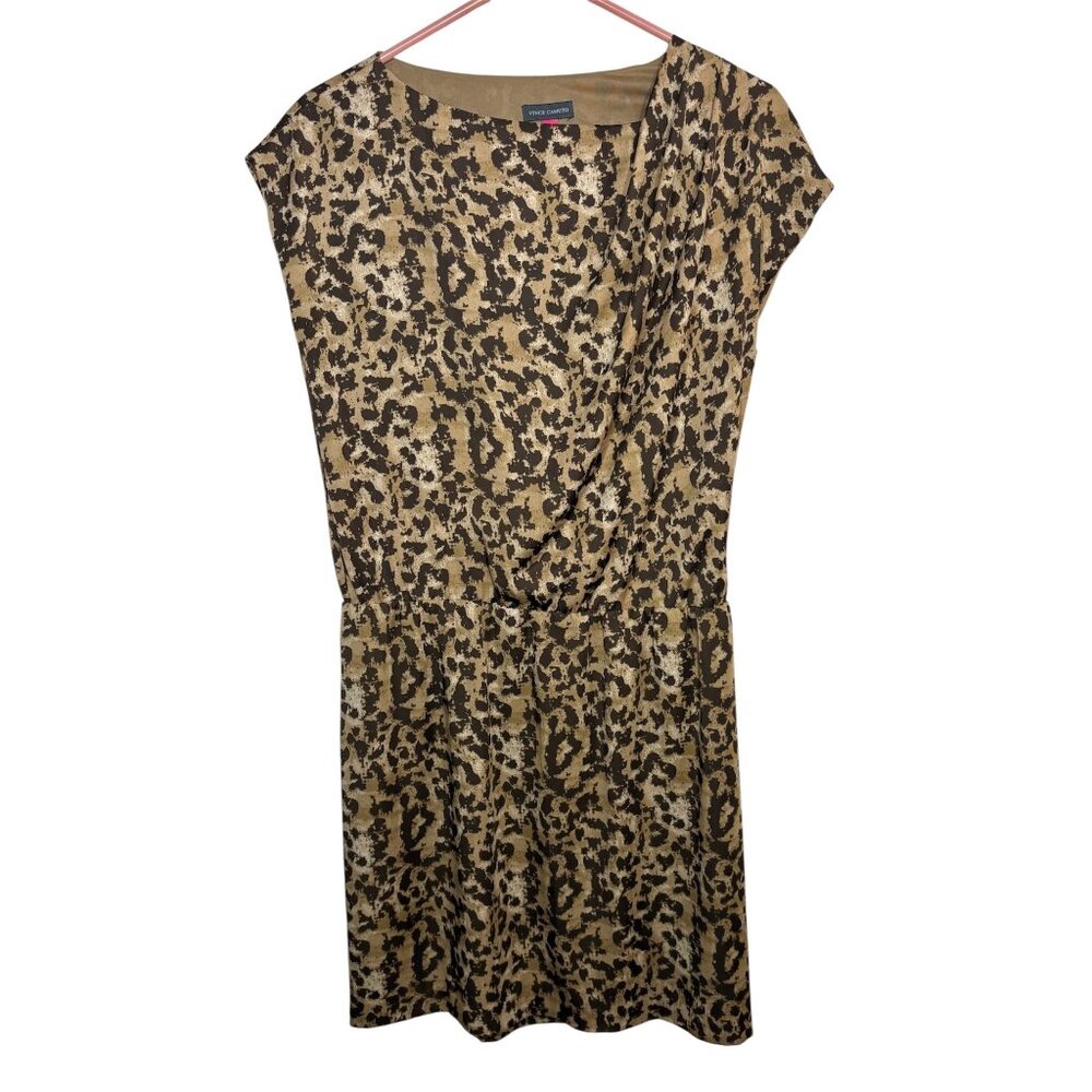Vince Camuto Women's Leopard Print Sleeveless Dress Size 8 Brown/Beige